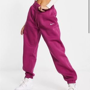 Nike phoenix fleece high waist oversized sweatpants in purple rosewood sail